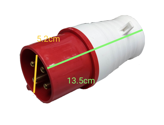 Grippes 32A 3P+E Industrial Plug 6h (4P) 380-415V Cord Connector Type # 24, Multiphase Power Connector IEC309-2