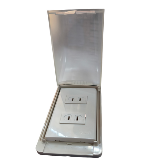 Omni Weatherproof 2 Gang Flat Pin 15A 250V with Plate WPP-605+WWP-112+(WWR-200x2)