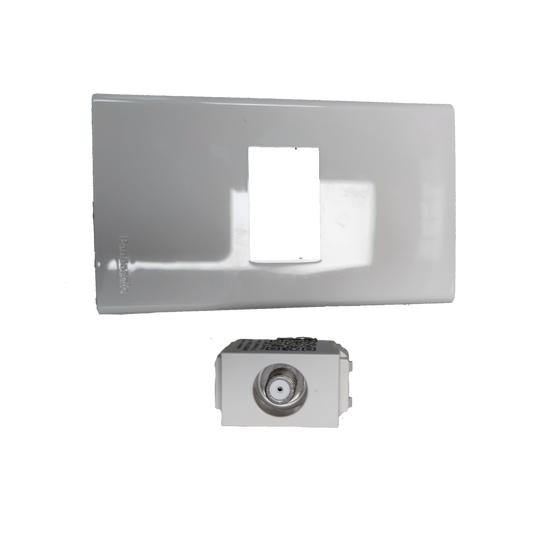 Panasonic 1 Gang F Type Television Terminal with white wall plate for cable TV connection