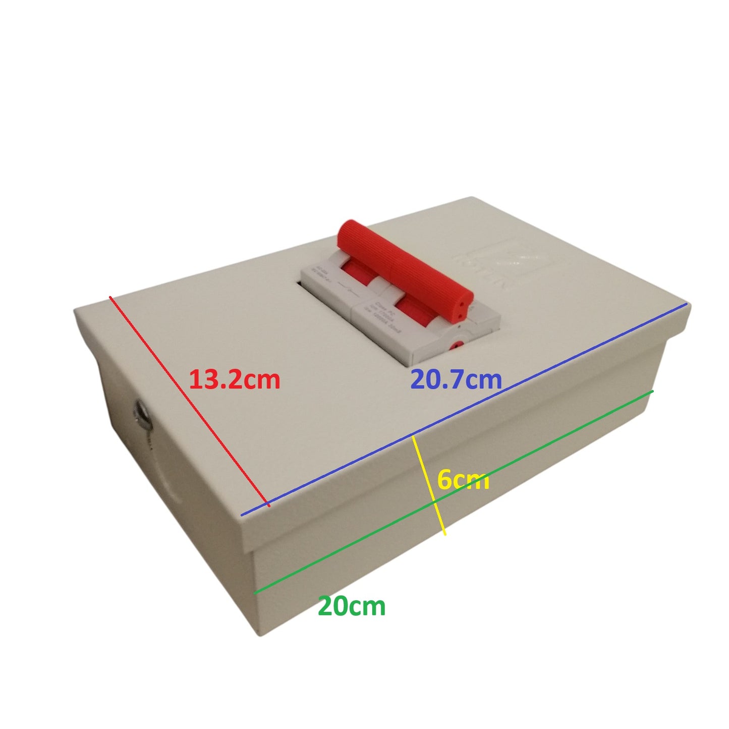 Koten 100 amp 2 pole transfer switch with a sturdy design and red switch handle for safe operation