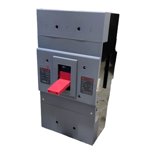 Himel 1000A Industrial Circuit Breaker 3 Pole with red switch handle and gray casing