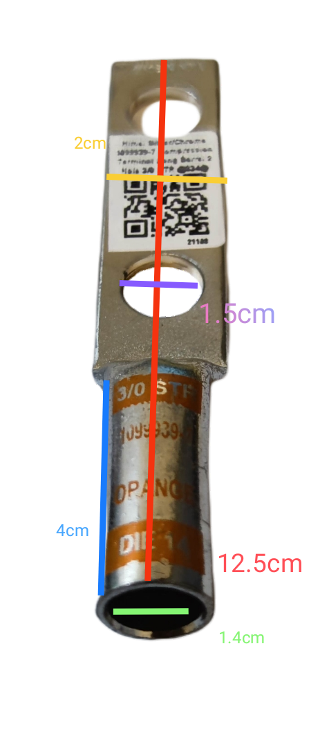 Utilux 1099939-7 Terminal Lugs Compression Type electrical circuitry part with two holes and metal body