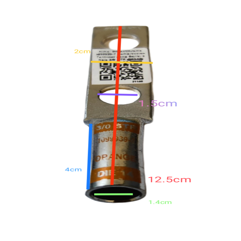 Utilux 1099939-7 Terminal Lugs Compression Type electrical circuitry part with two holes and metal body
