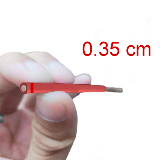 Close-up of 12 AWG THHN stranded wire red 1 Roll held between fingers demonstrating its size and color