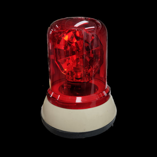 12V red revolving warning light 55W with a clear lens and sturdy base for emergency vehicles