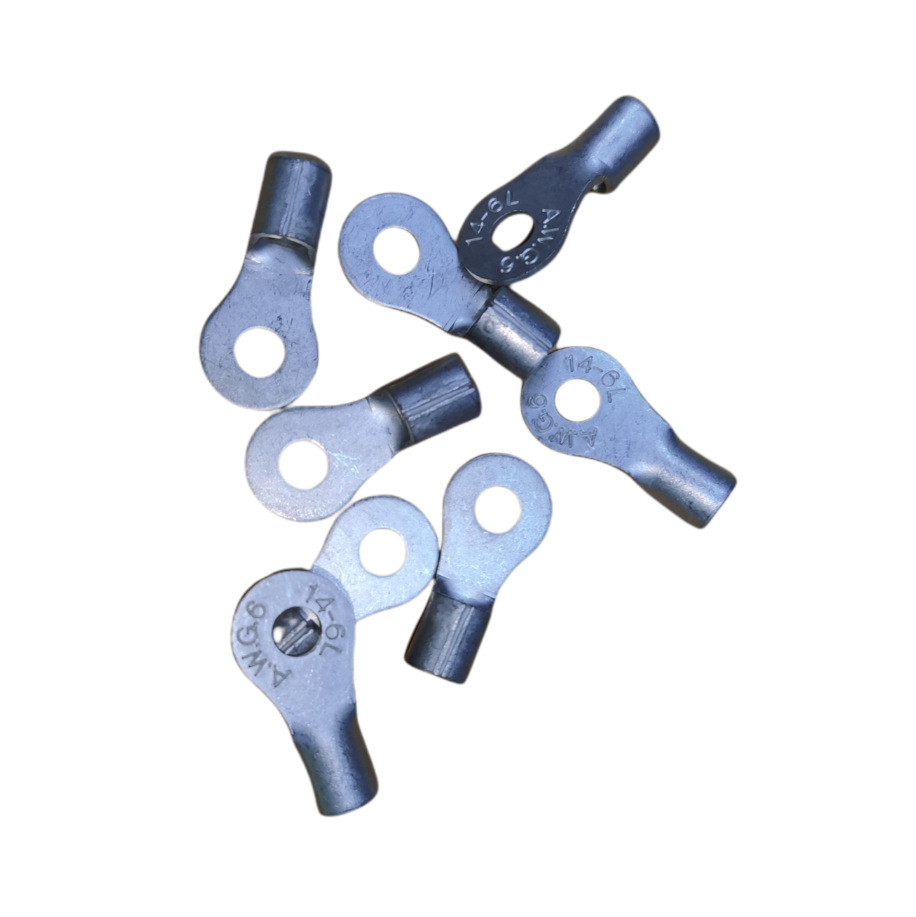 Set of aluminum 14mm ring terminal lugs for reliable electrical connections and wiring applications