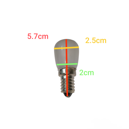 15W E14 pygmy bulb frosted incandescent bulb from China with measurements shown