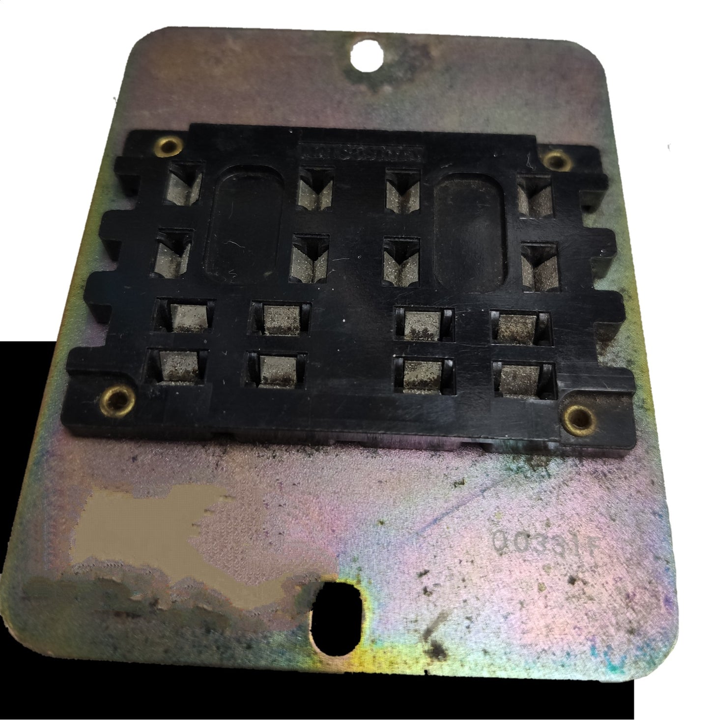 Matsushita 16 pin electrical relay base Chassis Type mounted on a metal plate for secure connections