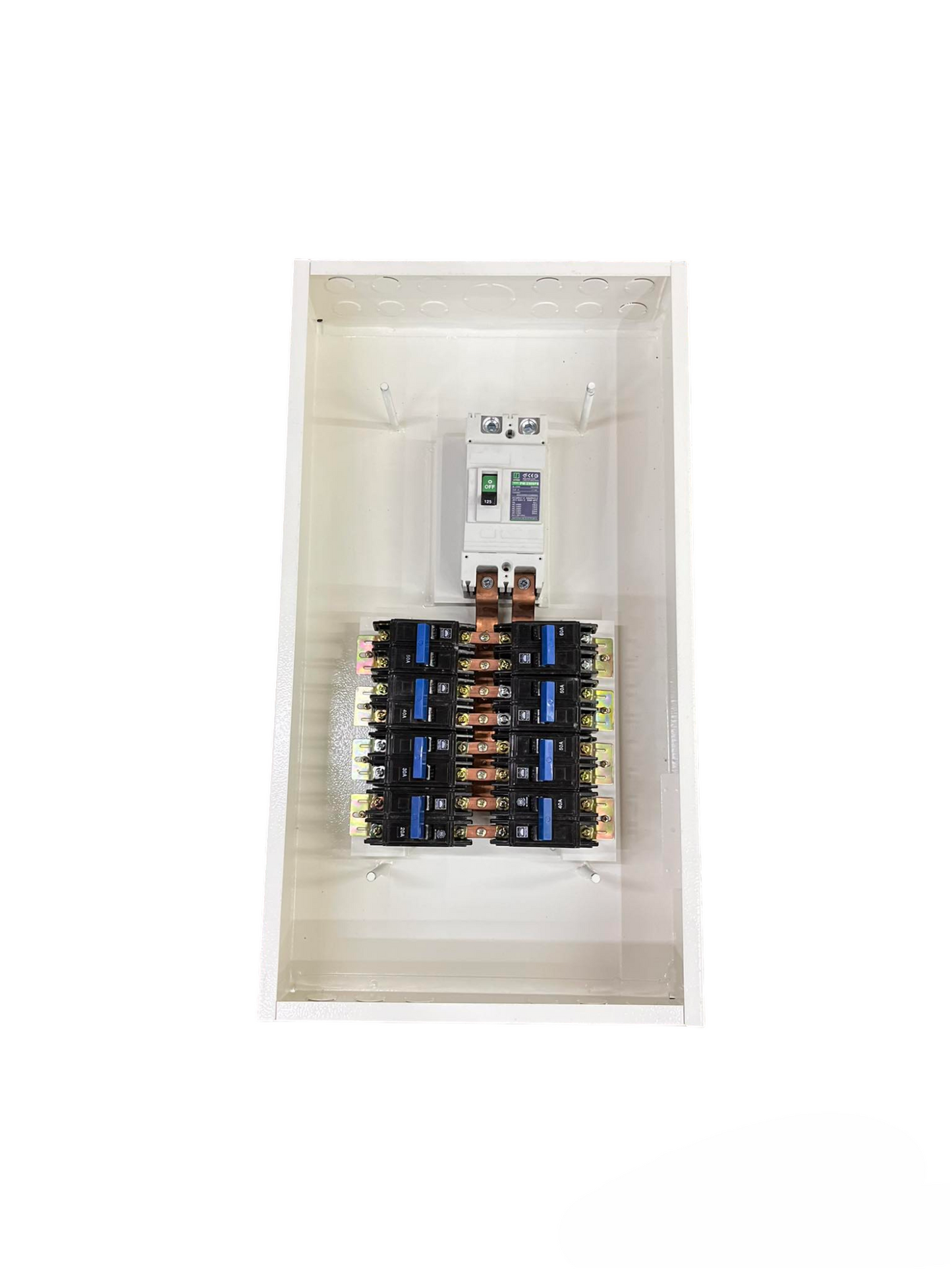 Koten GE 225A 2 pole panel board 8 Branches with mounted circuit breakers for electrical distribution
