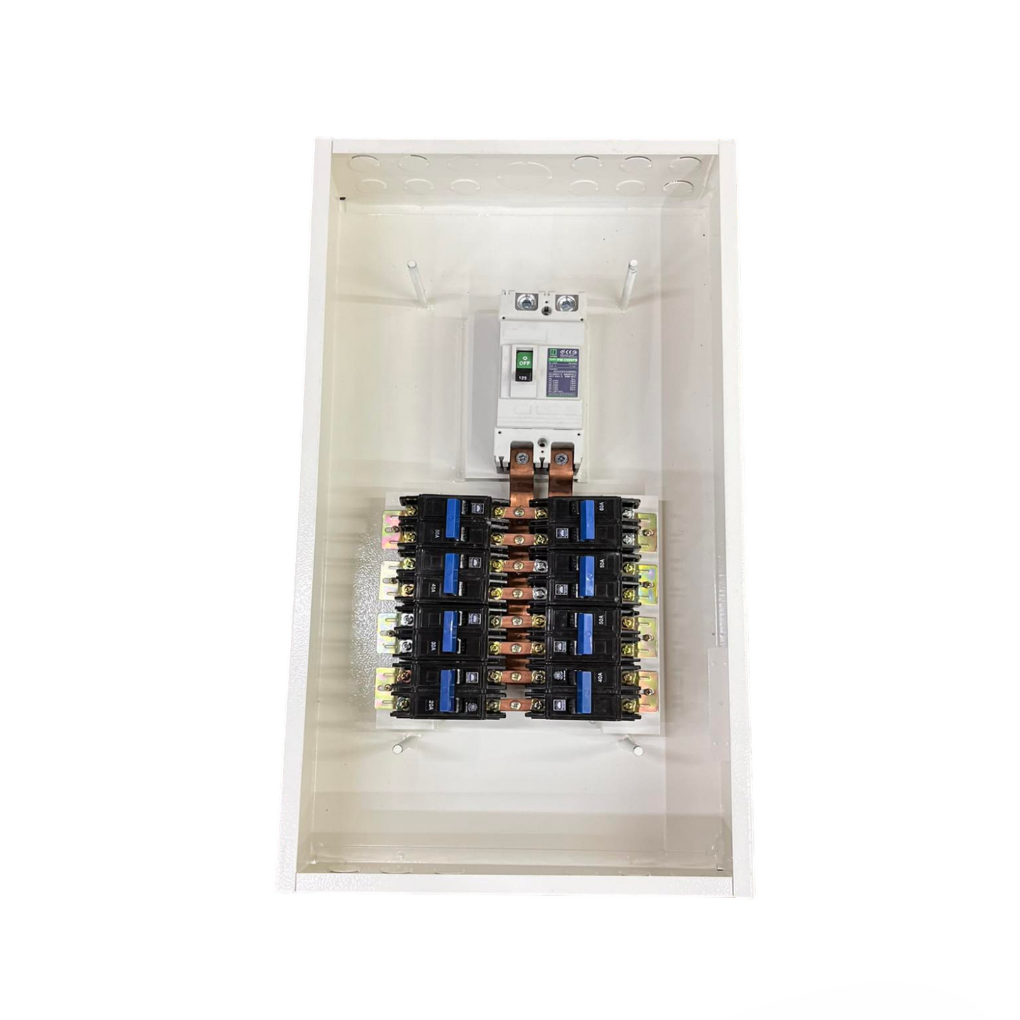 Koten GE 225A 2 pole panel board 8 Branches with mounted circuit breakers for electrical distribution
