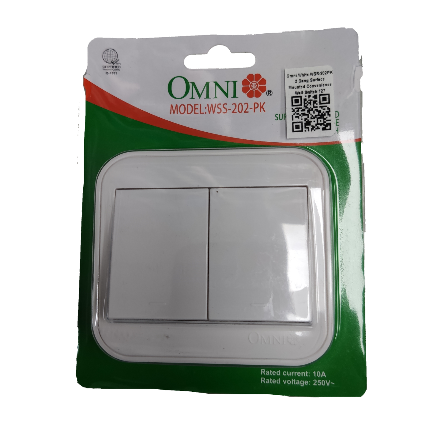 Omni 2 Gang Switch Surface Type 10A 250V AC