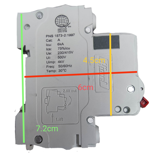 Electx Electrical Supply 2A miniature circuit breaker 220V with technical specifications printed on white casing