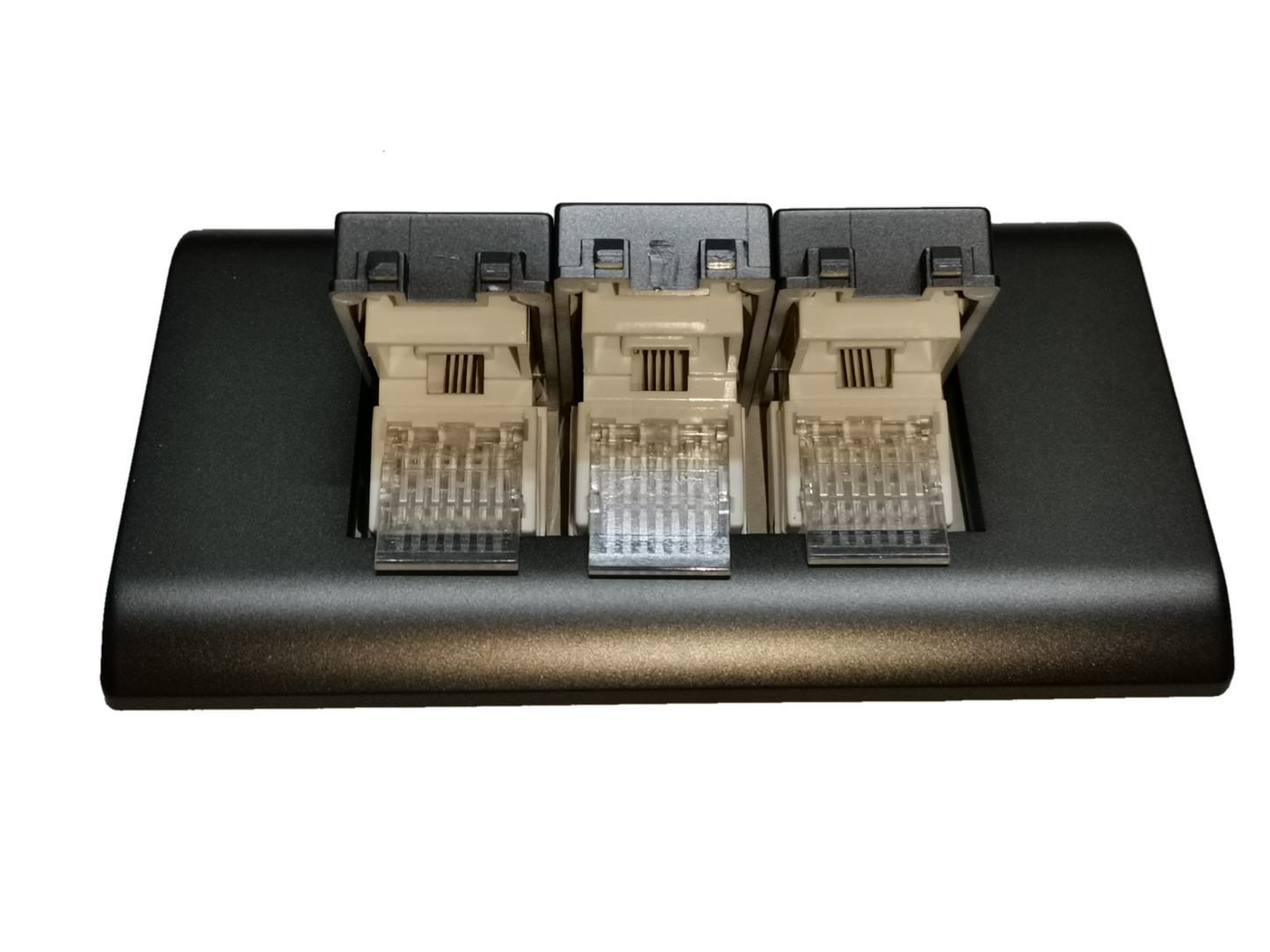 Royu 3 gang telephone outlet Dark Gray With Plate for reliable network connections