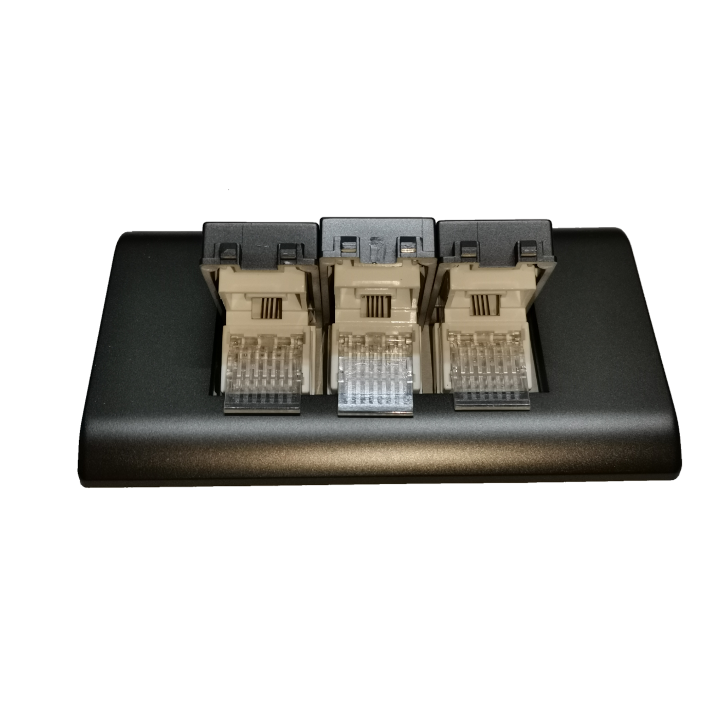 Royu 3 gang telephone outlet Dark Gray With Plate for reliable network connections