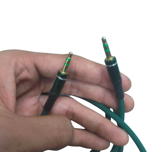 3.5mm to 3.5mm AUX Cable Durable Cloth Braided, Hi-Fi Audio Green 1.2 Meter