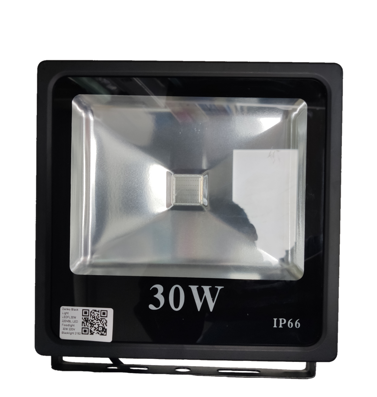 Electx Electrical Supply 30W LED black light floodlight in black with IP66 rating for outdoor use