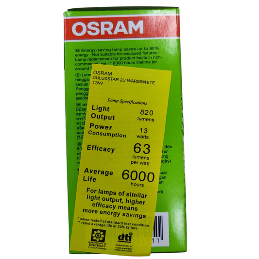Osram 13W Warm White CFL E27 220V Spiral (Duluxstar Mini Twist)
