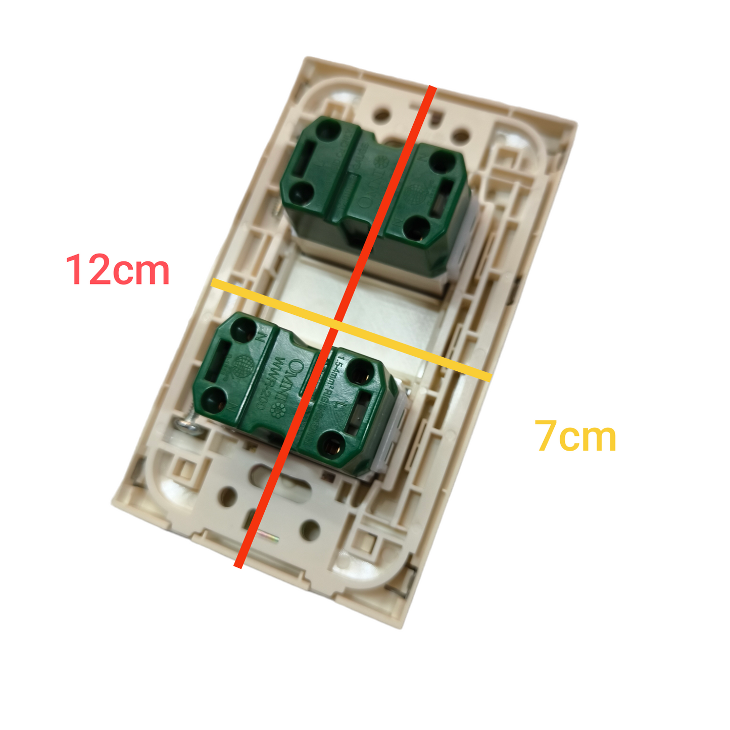 Omni 2 Gang Flat Pin Outlet 15A 250V with Stainless Plate Cover WWP-112S+(WWR-200x2)