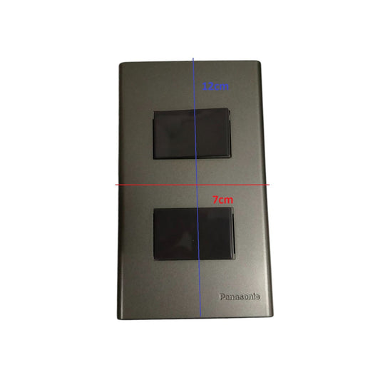 Panasonic 2 Gang 3 Way Switch 16A 250V with Plate Cover Metallic Gray WEG6802MH-1/2XWEG5002HK-5