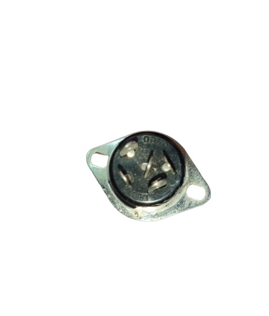 5 pin DIN chassis connector with metal mounting flange for electrical circuitry parts