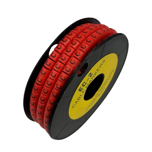 500pcs Cable Marker Red - C on a spool for organized cable management and easy identification