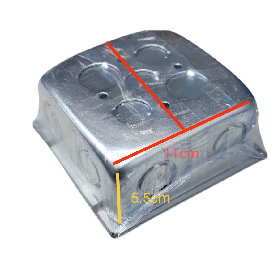 Eagle 50A 250V range outlet with metal box showing dimensions 11 cm by 5.5 cm