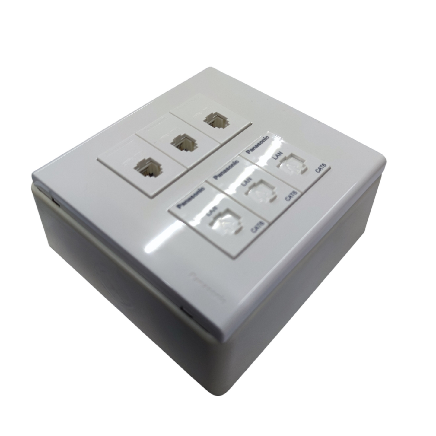 Panasonic 3 Gang Telephone Outlet and 3 Gang CAT6 with Utility Box WEG6806+(3XWEG2164+3XWEG24886)+Utility