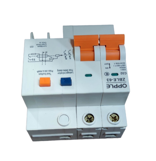 OPPLE 32A 4.5 KAIC 30mA 2P+N 220V ZBLE-63C32, ELCB, RCB RCBO RCCB Earth Leakage Circuit Breaker Residual Circuit Breaker