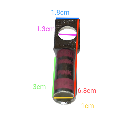 Utilux 60mm Wire Size 1099899-8 Terminal Lugs with pink wiring and metal connector on black background