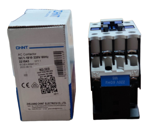 Chint Magnetic Contactor 25A 220V 1NO NC1-1810 Rated Operated Current 18A 440V
