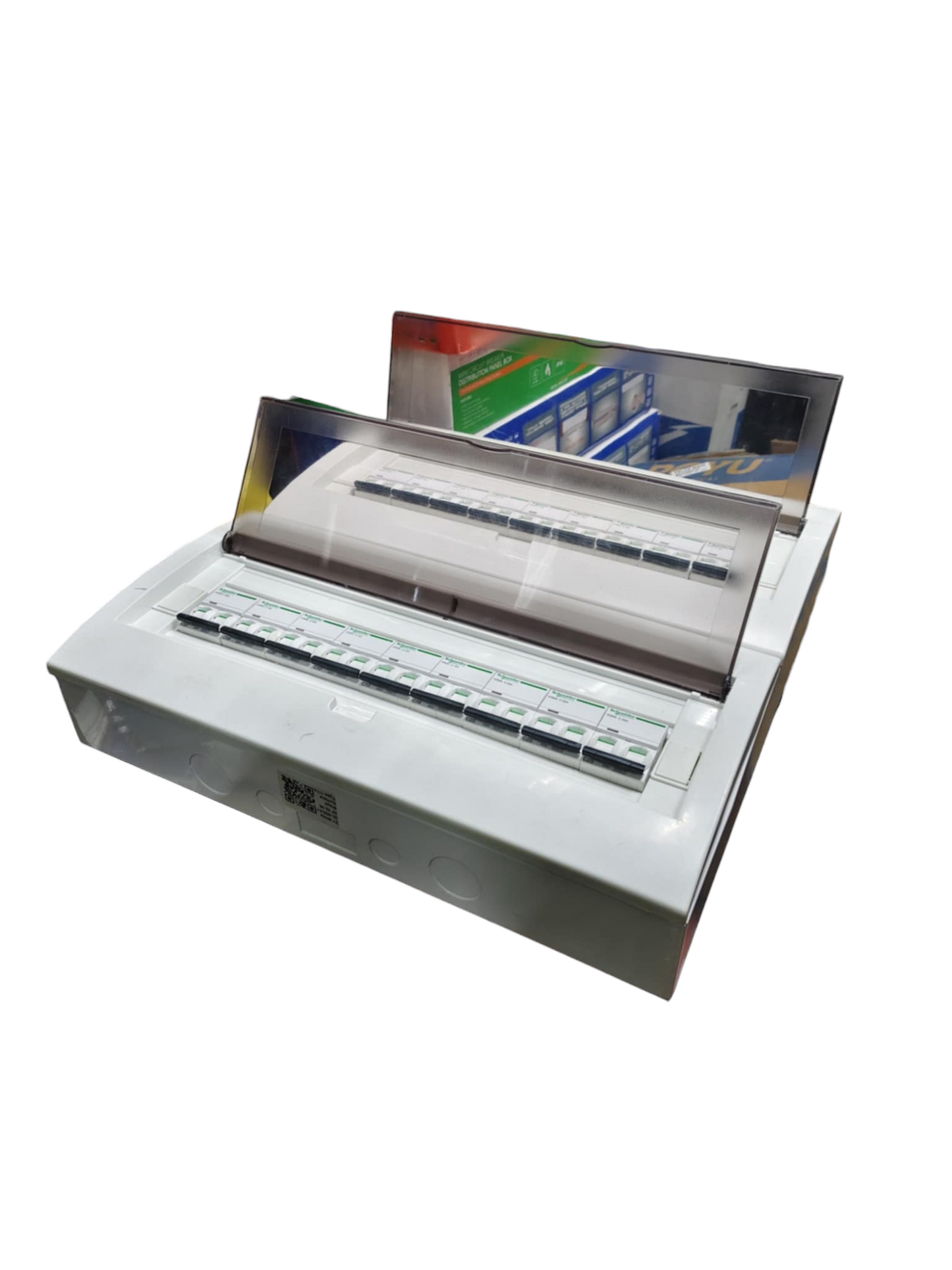 63A panel board with Schneider breakers showcasing multiple circuit slots in a compact design