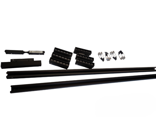 ILLUMIQ TERRA Magnetic Track Light 2 Meters 50mm with 6 pcs 6W Grille Track Light Warm White 3000K and Power Supply 100W 220V