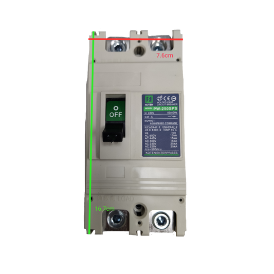 Koten 175A 2P 25KAIC 250V Molded Case Circuit Breaker Single Phase 2 Pole MCCB Industrial Circuit Breaker PW-250SPS175A2P