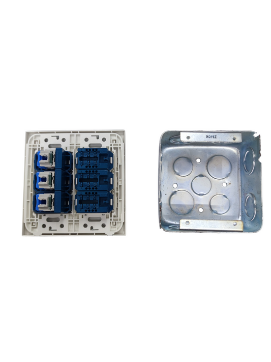 Panasonic 3 Gang Telephone Outlet and 3 Gang CAT6 with Utility Box WEG6806+(3XWEG2164+3XWEG24886)+Utility