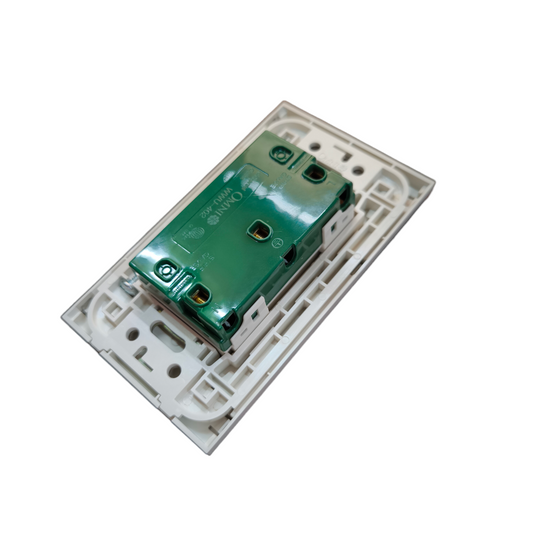 Omni Duplex Universal Outlet with Ground Device and Stainless Plate Cover 16A 250V WWP-113S+WWU-402