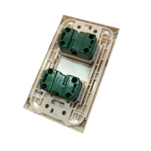 Omni 2 Gang Flat Pin Outlet 15A 250V with Stainless Plate Cover WWP-112S+(WWR-200x2)
