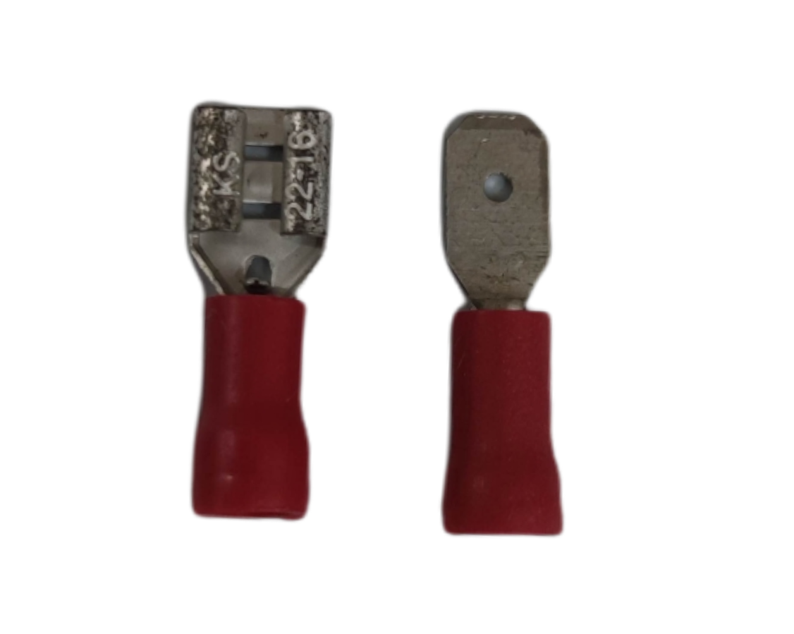 6mm insulated spade connector Type made of durable metal with red insulation for secure connections