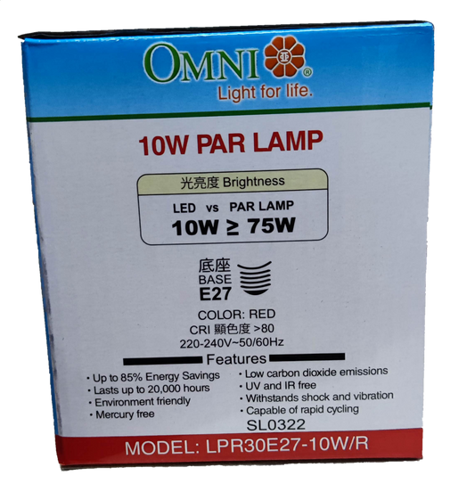Omni 10W PAR 30 E27 220V Red ( Omni) LPR30E27-10W/R, LED PAR 30 10W E27 220V Red