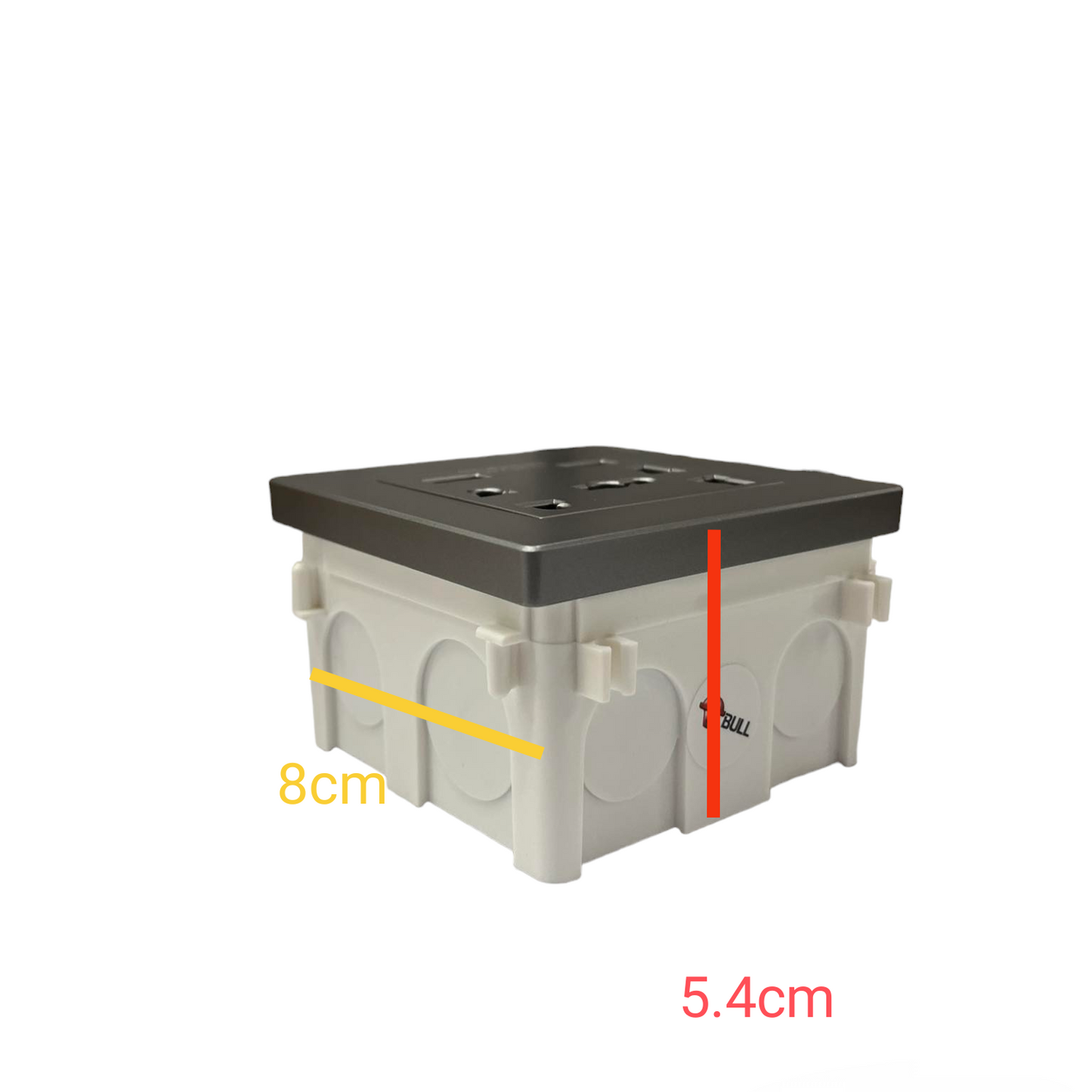 Opple Duplex Universal Outlet Square Gray 16A 250V with 2 Gang USB-A 5V 2.4A Outlet with Plate Cover and Square Utility Box F021685 H1G06