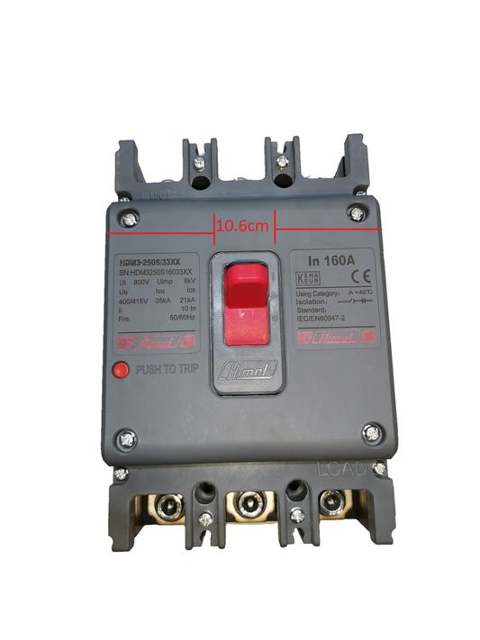 Himel 160A 3 Pole Molded Case Circuit Breaker, 160A Industrial Circuit Breaker 3 Pole 35Kaic HDM3250S16033XX
