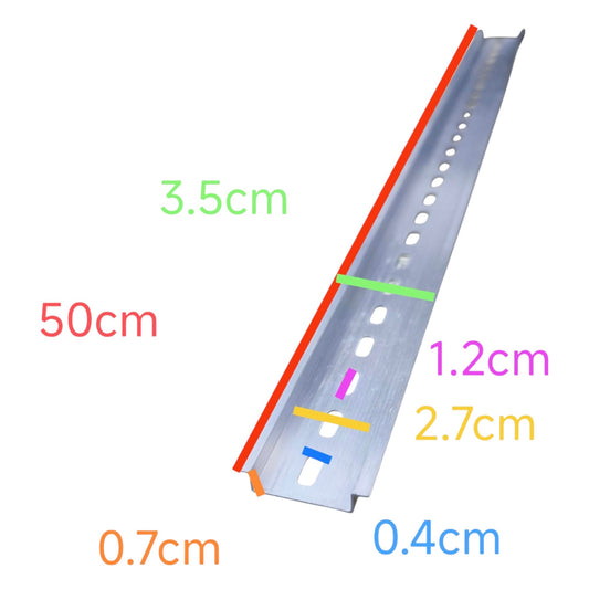 Metal profile with measurements marked on a white background