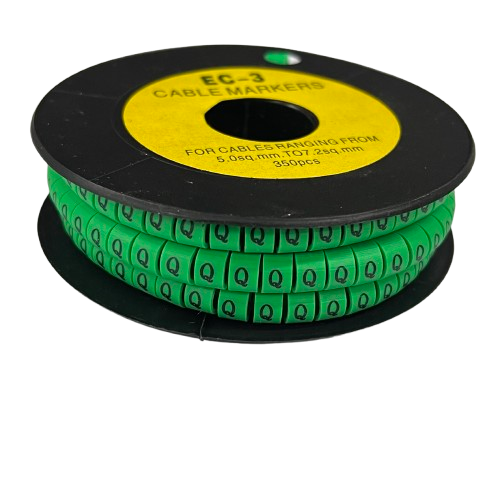 Cable (Q) Marker 5.0mm to 7.2mm EC-3G 350pcs Green Wire Tagging