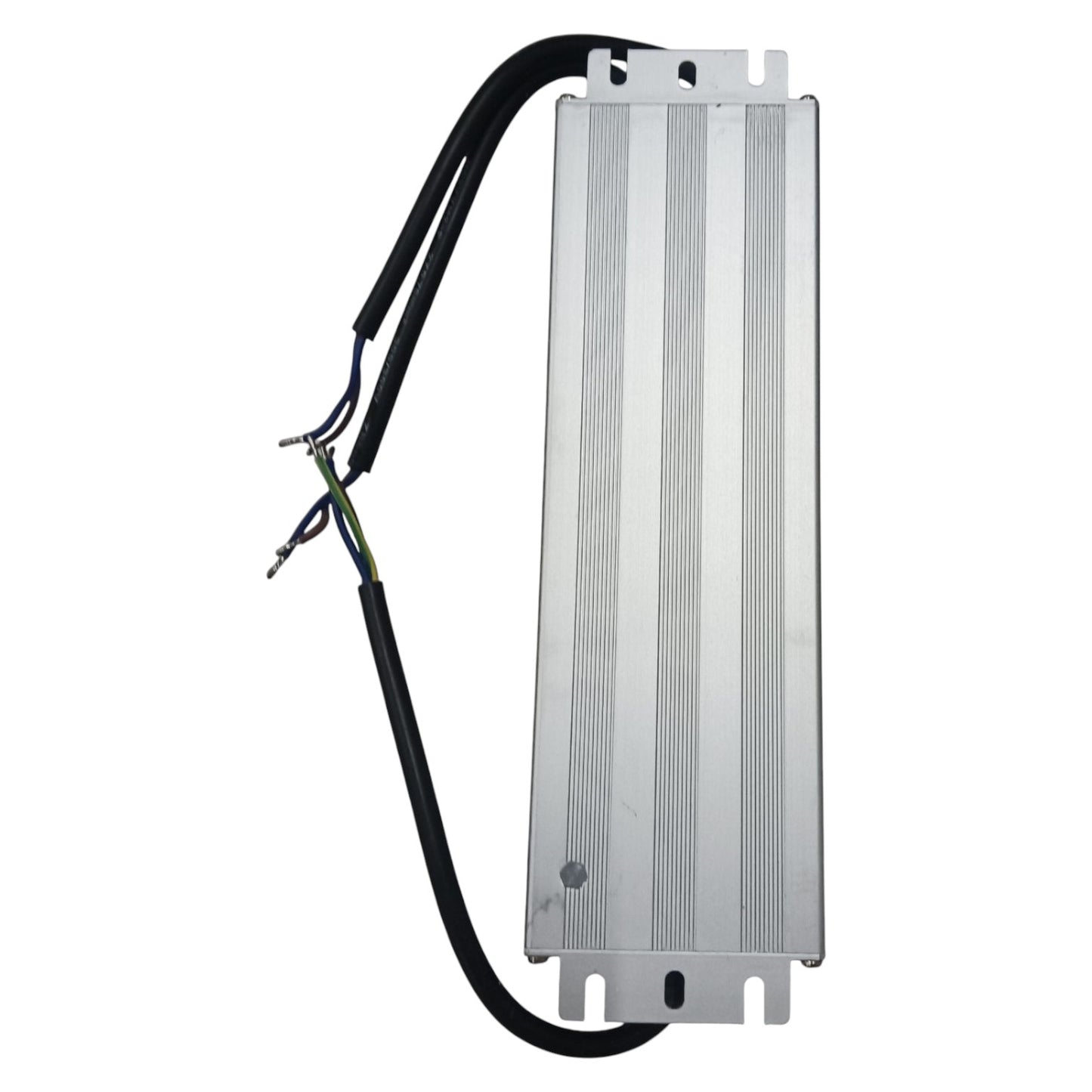 Rectangular metal component with wires on a white background