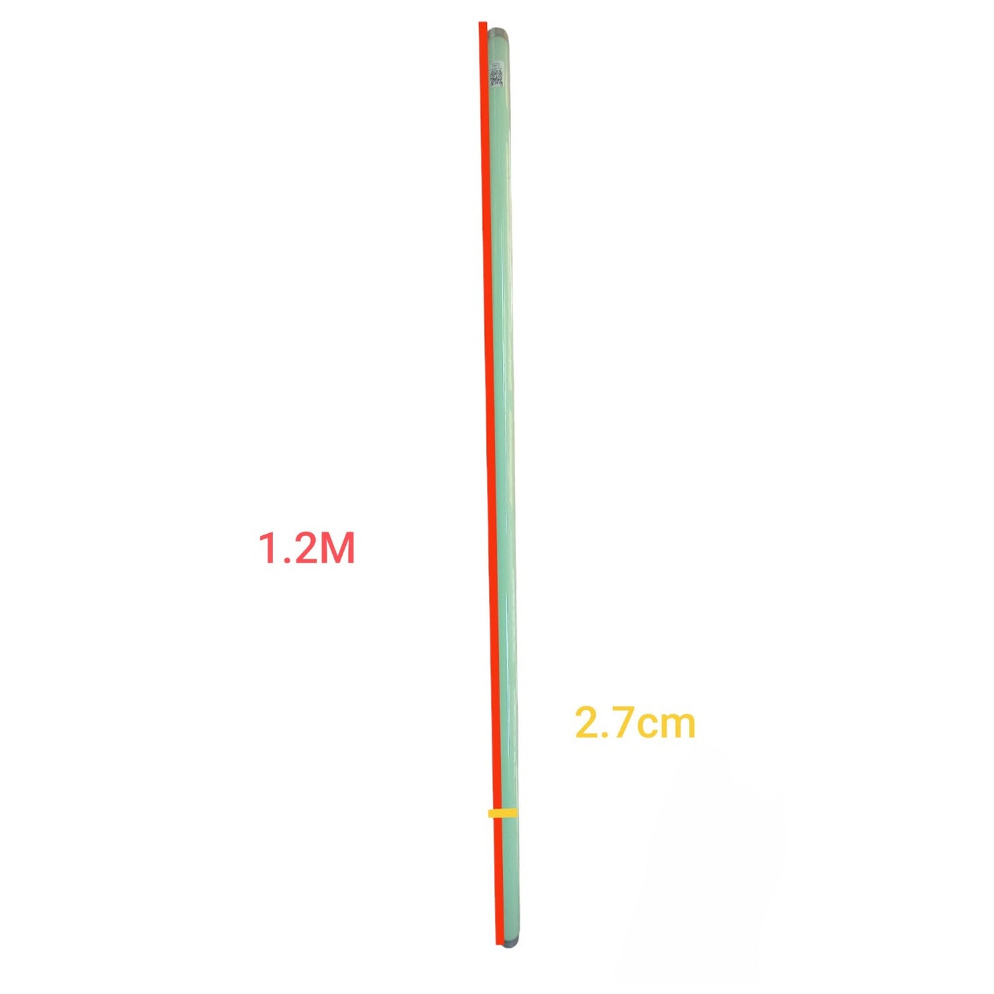 Measurement chart showing a 1.2M length and 2.7cm width on a white background