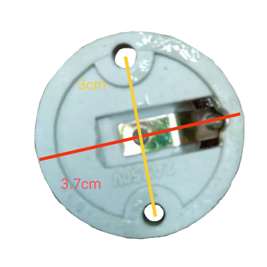 Round electronic component with measurements on a white background E14 Porcelain Socket Receptacle 2A 250V Electx Electrical SUpply