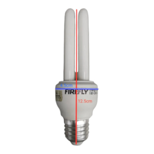 Compact fluorescent light bulb with 'Firefly' branding on a white Firefly 7W Daylight 6500K CFL E27 220V 2U XEU22-7WDL Electx Electrical Supplybackground