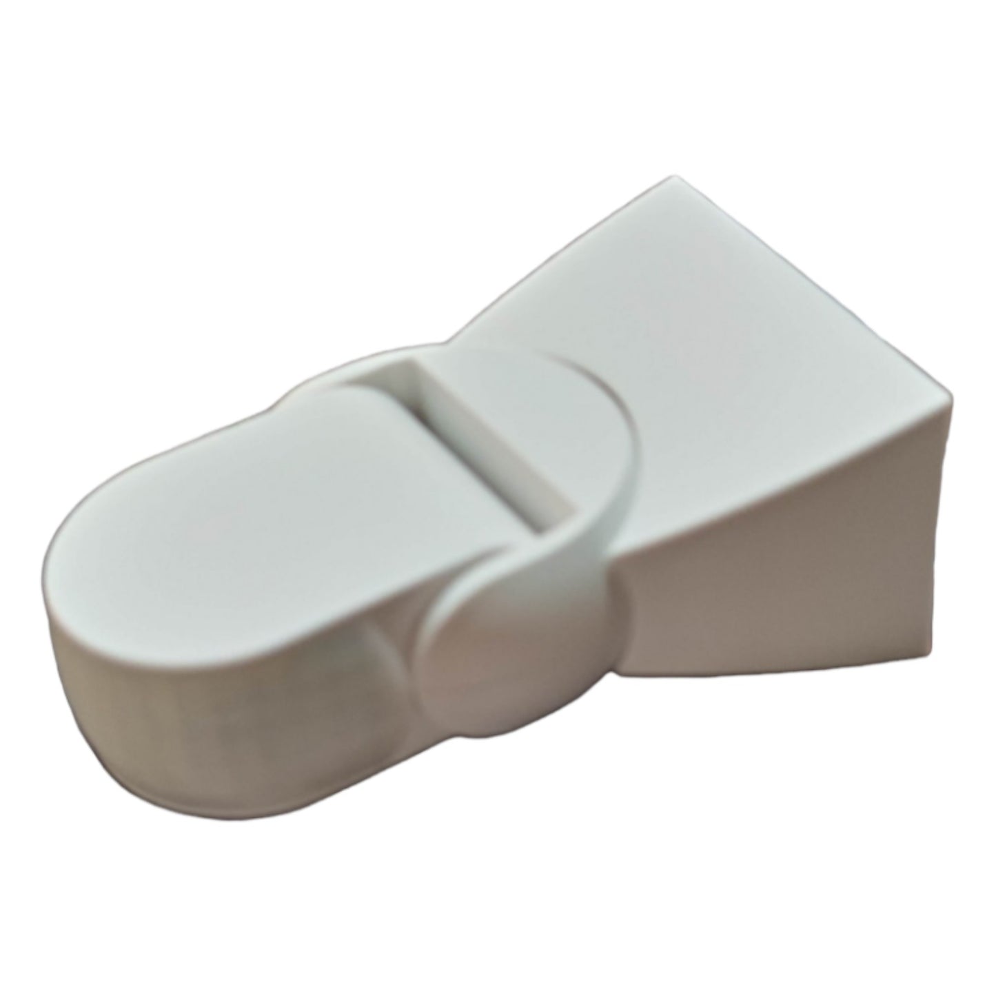 White plastic door stopper on a white background
