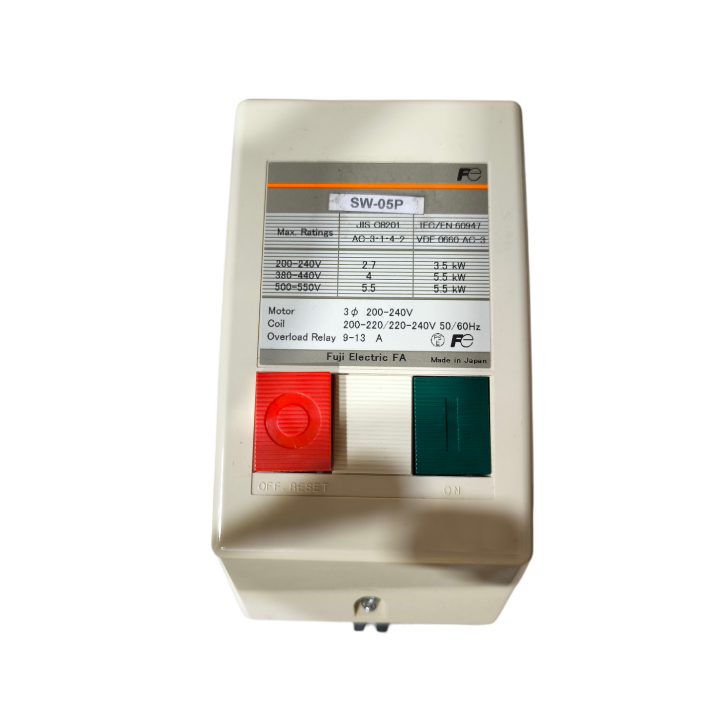 Fuji Motor Magnetic Starter 3 Phase 220V 9-13A SW-05 P/3H