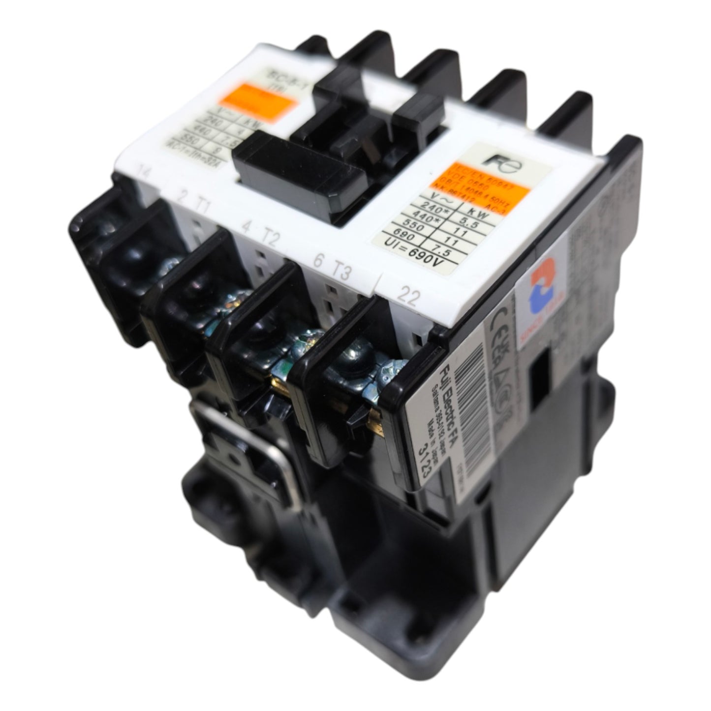 Electrical contactor on a white background