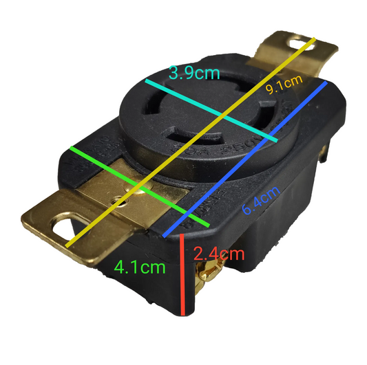 30A Twist Lock Outlet with Stainless Plate 4P black and brass electrical power point by Electx Electrical Supply